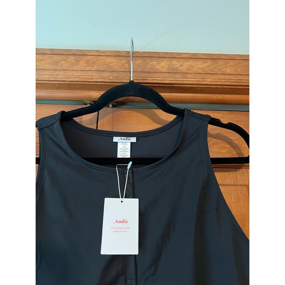 NWT Andie Women's The Malibu One Piece Snap Front LONG TORSO Swimsuit Black XLT - Picture 6 of 11